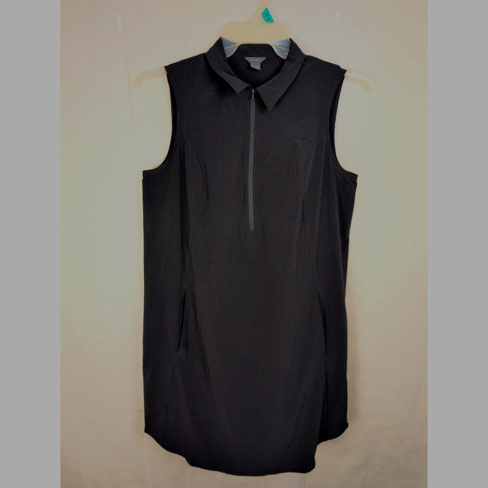 Eddie Bauer black polo shirt dress Size Med Active Athletic Casual Golf Tennis